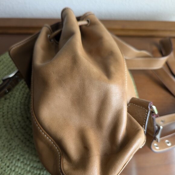 COACH Vintage British Tan Leather Legacy Drawstring Backpack Bag 9569 small - Picture 5 of 9